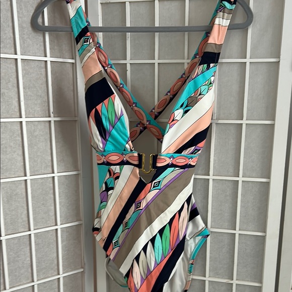 Trina Turk Black, Coral, Turq Swimsuit - Picture 1 of 7